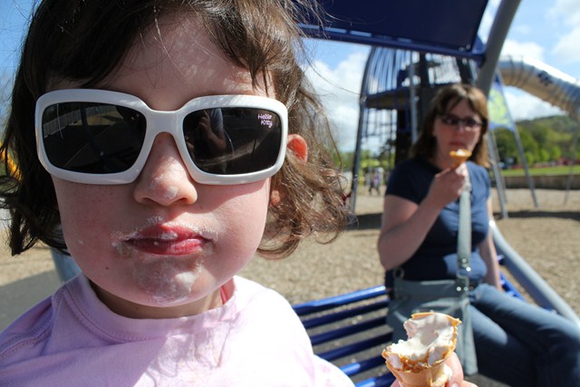 Sophie taking ice cream eating seriously